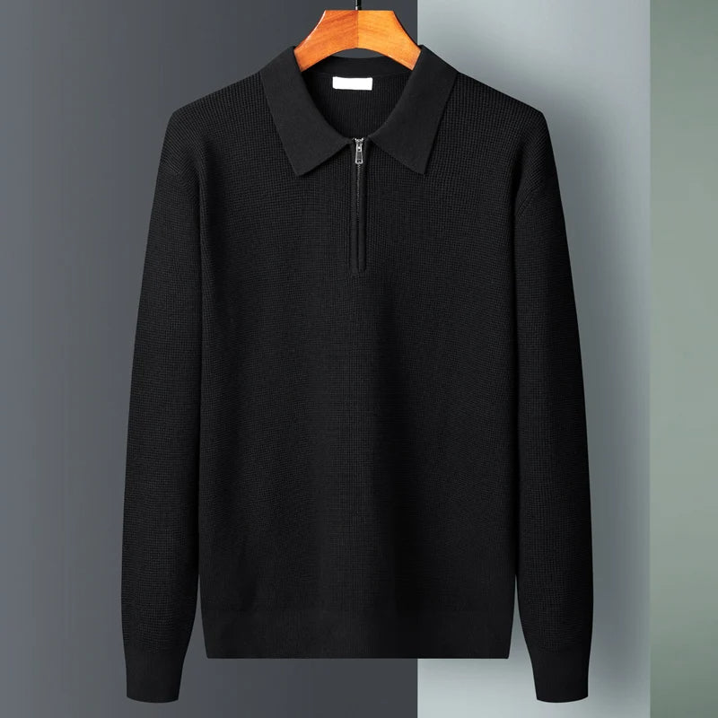 Textured Zip Polo