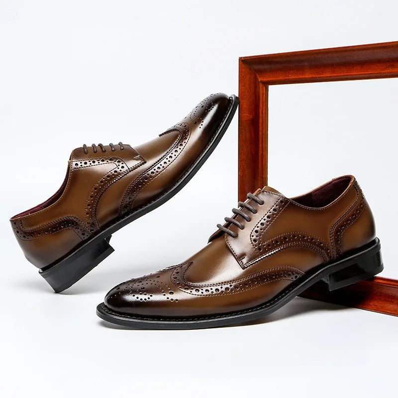 Baroque Perforated Leather Oxfords