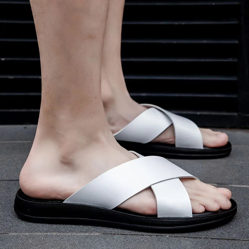 Villano Leather Slide Sandals