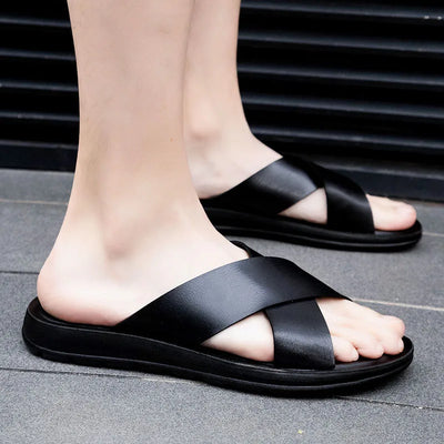 Villano Leather Slide Sandals