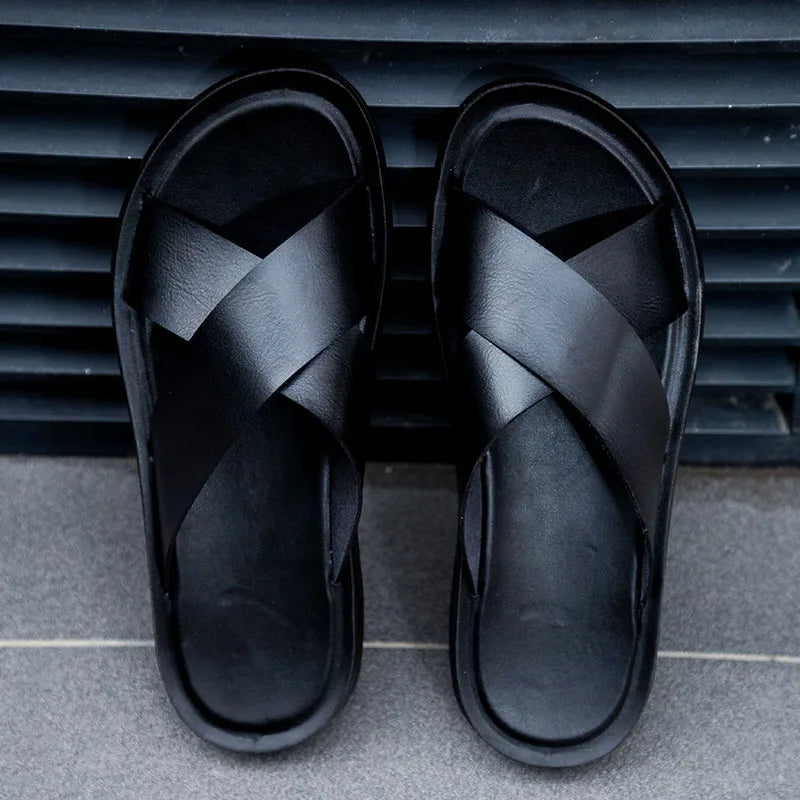 Villano Leather Slide Sandals
