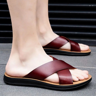Villano Leather Slide Sandals