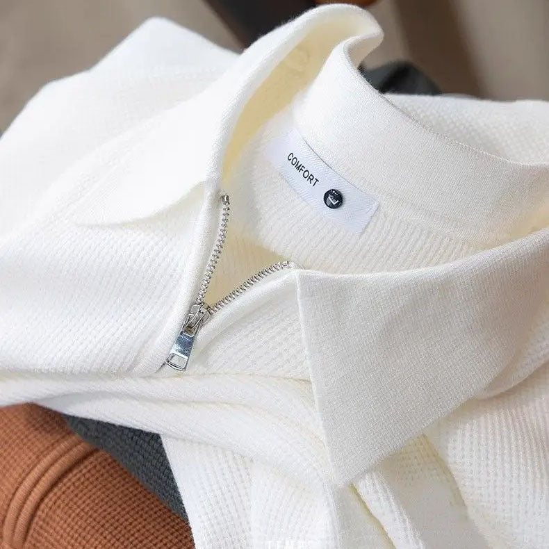 Textured Zip Polo