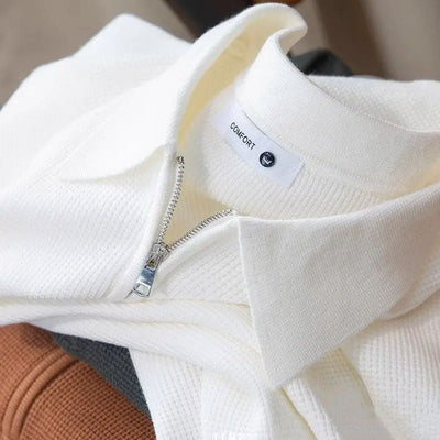 Textured Zip Polo