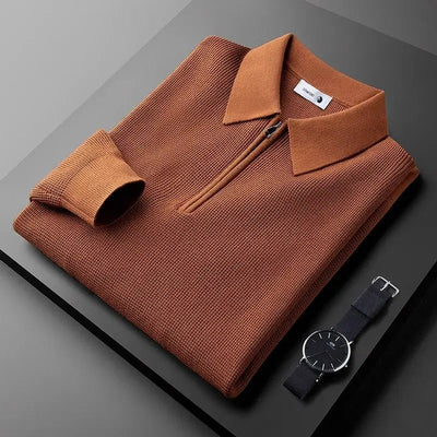 Textured Zip Polo