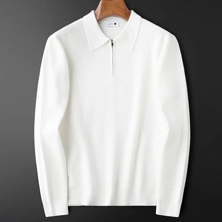 Textured Zip Polo