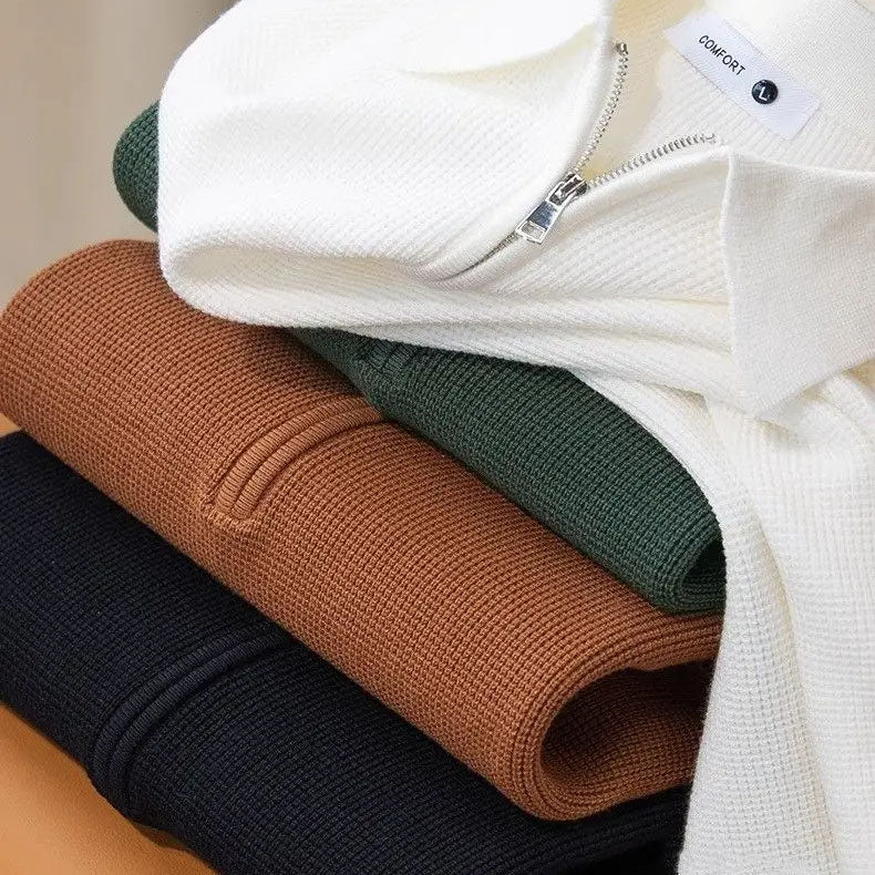 Textured Zip Polo