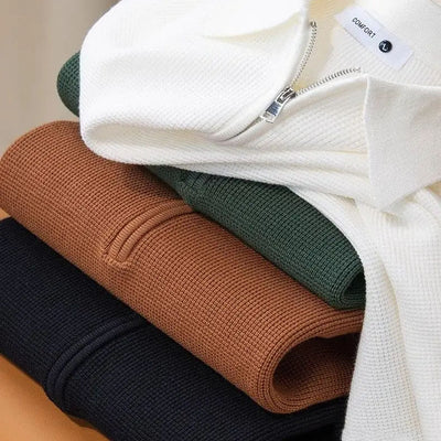 Textured Zip Polo