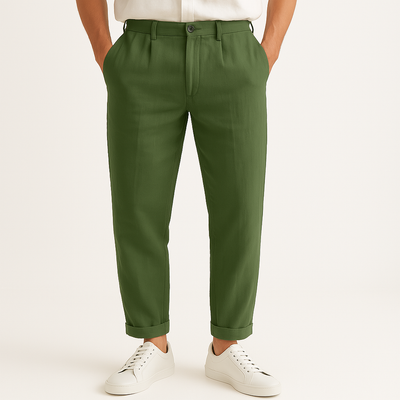 Riviera Linen Straight-Cut Pants