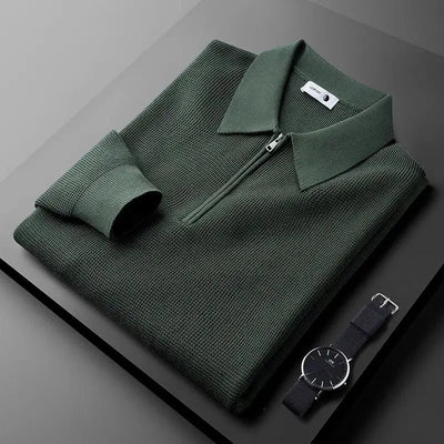 Textured Zip Polo