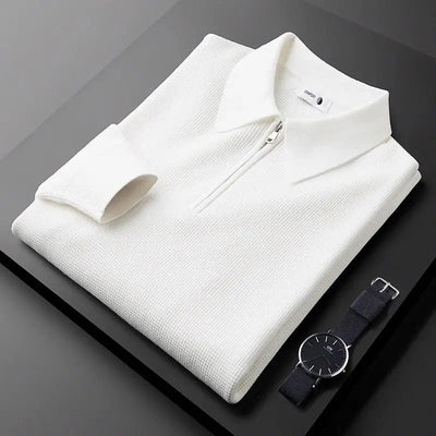 Textured Zip Polo